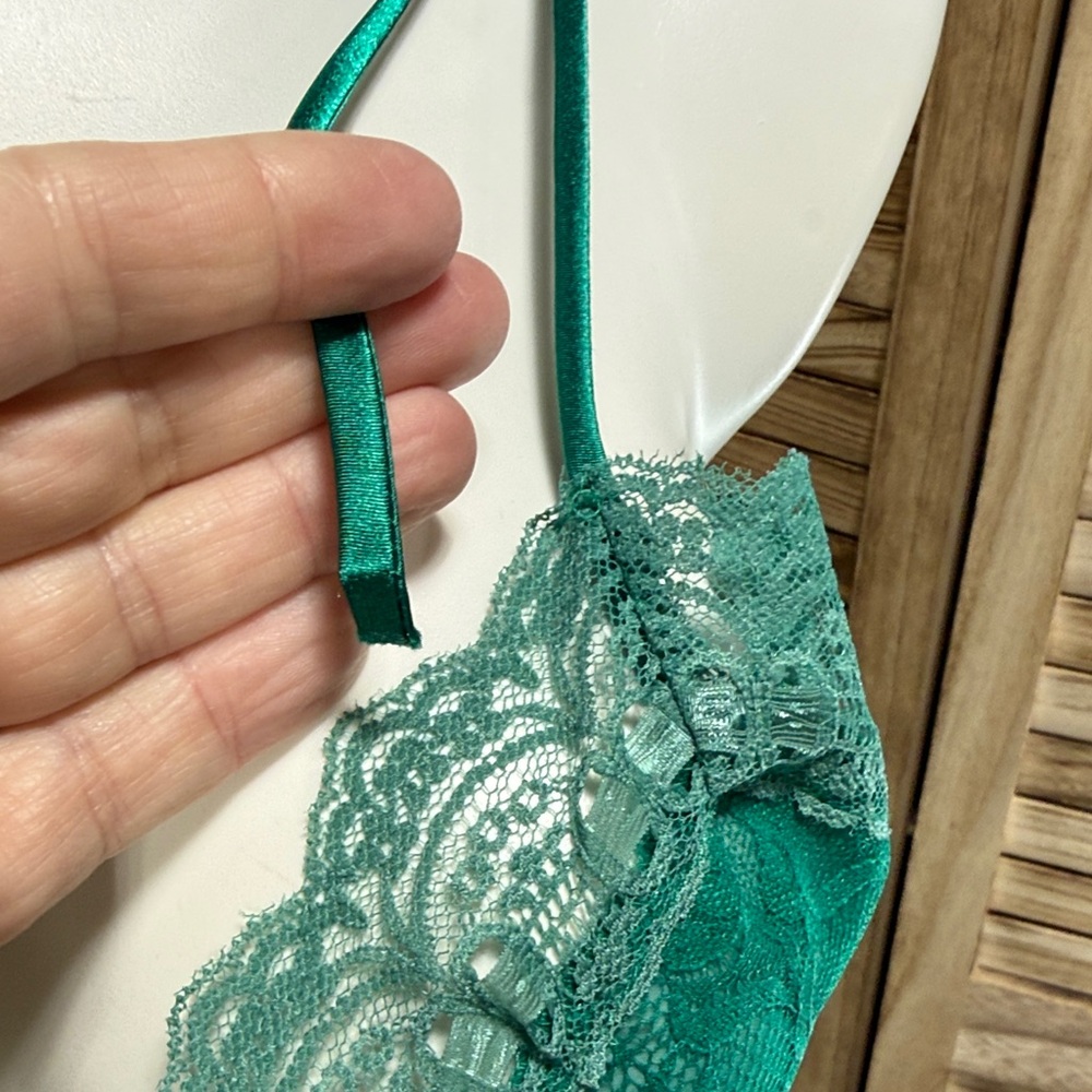 Victoria Secret Robe & Teddy Gold Label Vintage Elegant Teal Lace Belt Size L - Picture 10 of 12